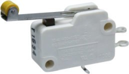 Miniature snap-action switche, On-On, solder connection, roller lever, 0.7-1.25 N, 10 (4) A/400 VAC