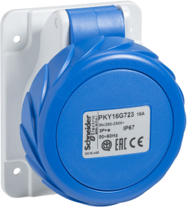 CEE surface-mounted socket, 3 pole, 16 A/200-250 V, blue, IP67, PKY16G723