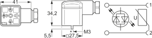 Valve connector, DIN shape A, 2 pole + PE, 24 V, 0.25-1.5 mm², 934888034
