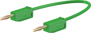 Measuring lead with (2 mm plug, spring-loaded, straight) to (2 mm plug, spring-loaded, straight), 300 mm, green, PVC, 0.5 mm², CAT O