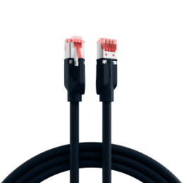 Patch cable, RJ45 plug, straight to RJ45 plug, straight, Cat 7, S/FTP, LSZH, 0.25 m, black