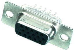 D-Sub socket, 15 pole, high density, equipped, straight, solder pin, 09561515500
