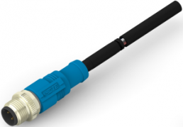 Sensor actuator cable, M12-cable plug, straight to open end, 4 pole, 0.5 m, PVC, black, 4 A, T4161110504-001