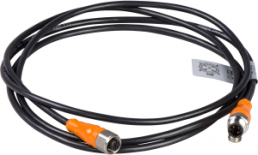 Sensor actuator cable, M12-cable plug, straight to M12-cable socket, straight, 4 pole, 2 m, PVC, black, 4 A, XZCRA151141C2