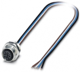 Sensor actuator cable, M12-flange socket, straight to open end, 4 pole, 1 m, 4 A, 1401206