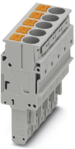 Plug, push-in connection, 0.5-10 mm², 5 pole, 41 A, 8 kV, gray, 3061606