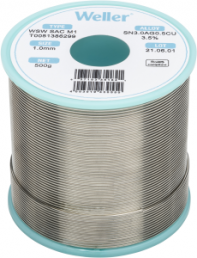 Solder wire, lead-free, SAC (Sn3.0Ag0.5Cu3.5%), Ø 1 mm, 500 g