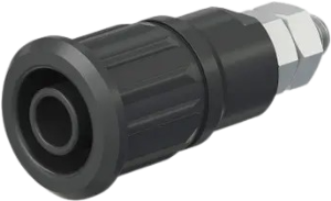 4 mm panel socket, threaded bolt, mounting Ø 12.2 mm, CAT III, CAT IV, black, 66.7049-21