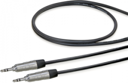 Audio connecting cable, 3.5 mm-stereo plug, straight to 3.5 mm-stereo plug, straight, 1,5 m, nickel-plated, black