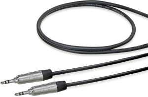 Audio connecting cable, 3.5 mm-stereo plug, straight to 3.5 mm-stereo plug, straight, 3 m, nickel-plated, black