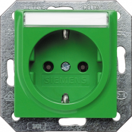 German schuko-style socket outlet with label field, green, 16 A/250 V, Germany, IP20, 5UB1537