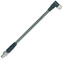Sensor actuator cable, M8-plug, straight to M8 socket, angled, 3 pole, 300 mm, PUR, gray, 4 A, 21024545301