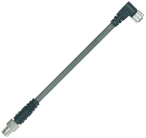 Sensor actuator cable, M8-plug, straight to M8 socket, angled, 3 pole, 1 m, PUR, 4 A, 21024547303