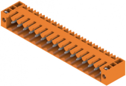 Pin header, 16 pole, pitch 3.5 mm, angled, orange, 1607180000