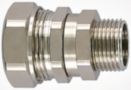 Straight hose fitting, M16, 16 mm, brass, nickel-plated, metal, (L) 40.9 mm