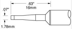 Soldering tip, Chisel shaped, (W) 1.78 mm, 357 °C, SSC-642A