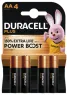 DURACELL PLUS POWER BOOST AA4 Duracell Round Cells, 9V Blocks