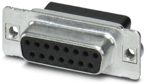 D-Sub socket, 15 pole, standard, equipped, straight, crimp connection, 1688926