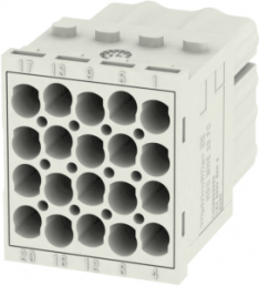 Socket contact insert, 20 pole, unequipped, crimp connection, with PE contact, 1428930000