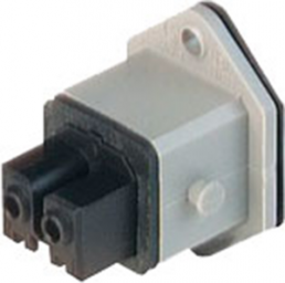 Panel socket, 2 pole, panel mounting, screw connection, 1.5 mm², gray, 932047106