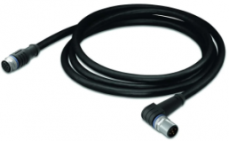 Sensor actuator cable, M12-cable socket, straight to M12-cable plug, angled, 3 pole, 2 m, PUR, black, 4 A, 756-5402/030-020