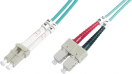 FO duplex patch cable, LC to SC, 1 m, OM3, multimode 50/125 µm
