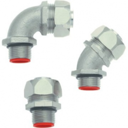 45° hose fitting, PG13.5, brass, nickel-plated, IP67, metal, (L) 33 mm