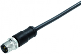 Sensor actuator cable, M12-cable plug, straight to open end, 4 pole, 2 m, PUR, black, 8 A, 77 0605 0000 50704-0200