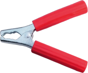Battery charging plier 800 A, 150 mm, polarity symbol +, red, partial insulation