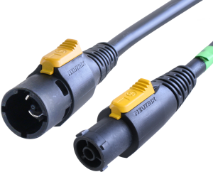 Device connection line, International, powerCON plug, straight on powerCON jack, straight, H07RN-F3G1.5mm², black, 1 m