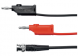 Measuring line with (BNC plug, straight) to (2 x 4 mm plug, spring-loaded, straight), 1 m, black, PVC, 1.0 mm²