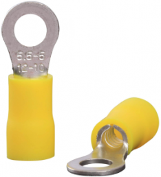 Insulated ring cable lug, 4.0-6.0 mm², 5.3 mm, M5, yellow