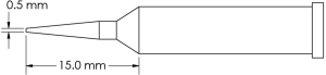 Soldering tip, conical, Ø 0.5 mm, (L) 15 mm, GT6-CN1505A