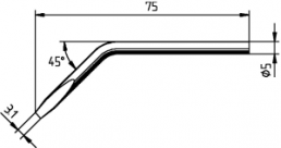Soldering tip, Chisel shaped, Ø 5 mm, (L x W) 75 x 3.1 mm, 0052JD/10