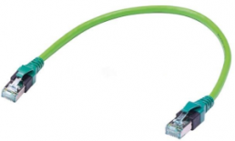Patch cable, RJ45 plug, straight to RJ45 plug, straight, Cat 6A, PUR, 0.2 m, green