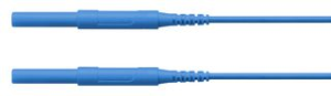 High-voltage measuring lead with (4 mm plug, spring-loaded, straight) to (4 mm plug, spring-loaded, straight), 1 m, blue, silicone, 1.3 mm², CAT IV