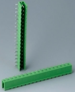 Pin header, 18 pole, pitch 5.08 mm, angled, green, B6604222