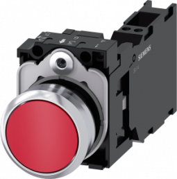 Pushbutton, red, unlit , mounting Ø 22.3 mm, IP20/IP66/IP67/IP69/IP69K, 3SU1150-0AB20-3FA0