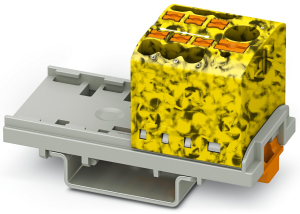 Distribution block, push-in connection, 0.14-4.0 mm², 7 pole, 24 A, 8 kV, yellow/black, 3273086