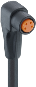 Sensor actuator cable, M8-cable socket, angled to open end, 4 pole, 2 m, PVC, black, 4 A, 0805F1 04 002 2M