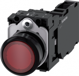 Pushbutton, red, illuminated  (red), mounting Ø 22.3 mm, IP20/IP66/IP67/IP69/IP69K, 3SU1102-0AB20-1FA0