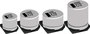Electrolytic capacitor, 1200 µF, 25 V (DC), ±20 %, SMD, Ø 12.5 mm