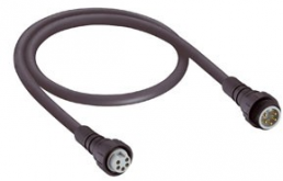 Sensor actuator cable, 7/8"-cable plug, angled to 7/8"-cable socket, straight, 5 pole, 0.6 m, PUR, black, 84528