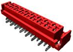 Socket header, 10 pole, pitch 1.27 mm, straight, red, 1-338069-0