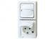 Surface-mount switch-socket outlet combination for wet rooms