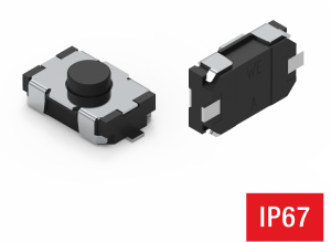 Short-stroke pushbutton, Form A (N/O), 50 mA/12 VDC, unlit , actuator (black), 160 g, SMD