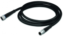 Sensor actuator cable, M8-cable socket, straight to M8-cable plug, straight, 3 pole, 2 m, PUR, black, 4 A, 756-5201/030-020