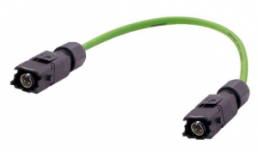 Sensor actuator cable, Han 1A CA M12, D coding to Han 1A CA M12, D coding, 4 pole, 1 m, PVC, green, 33504646807010