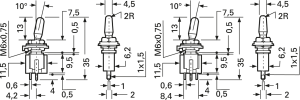 Toggle switch, metal, 1 pole, latching, On-On, 6 VA/125 VAC, MS-247