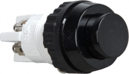 Pushbutton, 2 pole, black, unlit , 2 A/250 V, mounting Ø 18.2 mm, IP40/IP65, 1.01.102.001/0104